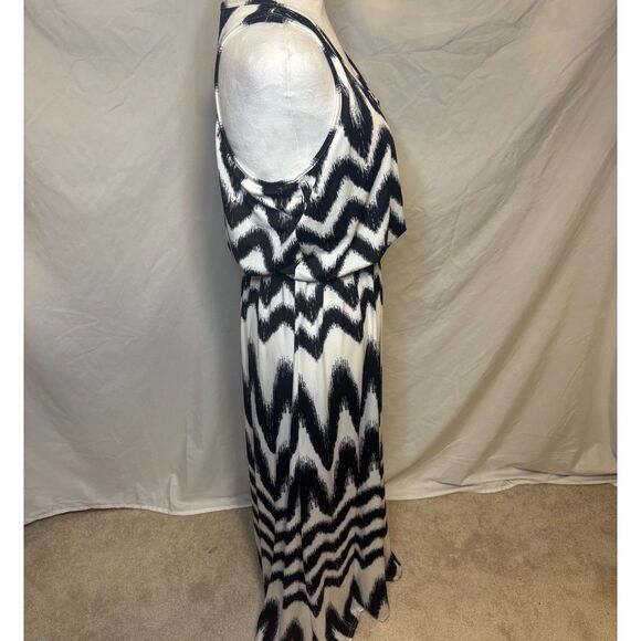 Magic Black and White Pattern Stretch Sleeveless Maxi Dress Stylish - Picture 5 of 8